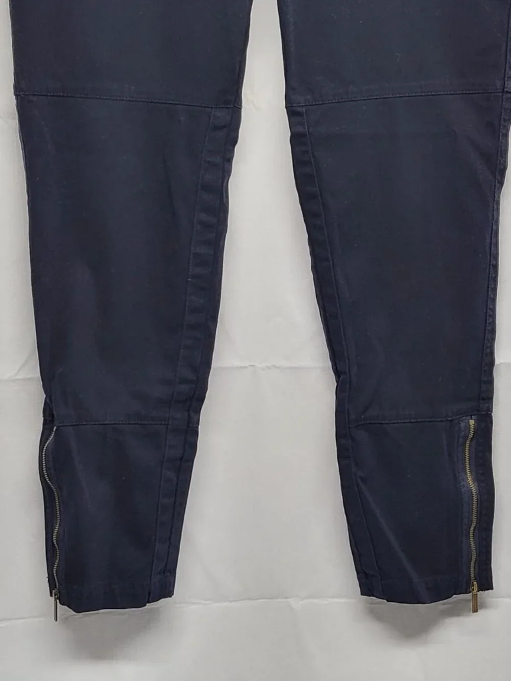 Michael Kors Womens Pants 10 Stretch Chino Twill Tapered Zip-Ankle Navy Blue